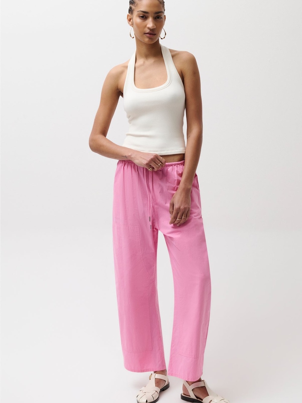 Pistola Relaxed Wide-Leg Drawstring Pants - Pink